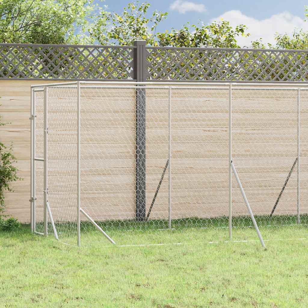 vidaXL Outdoor-Hundezwinger Silbern 2x6x2 m Verzinkter Stahl