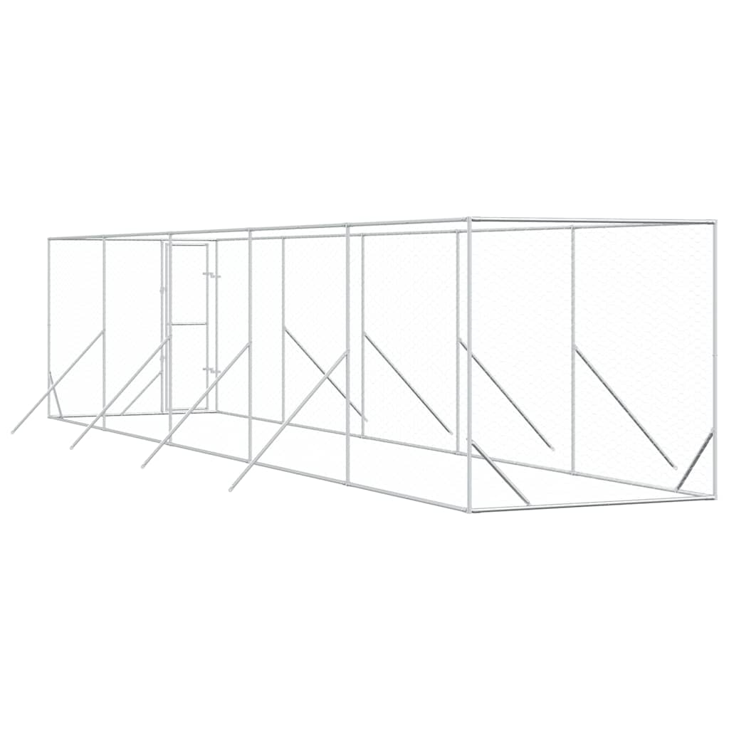 suņu voljērs, sudraba krāsā, 2x10x2 m, cinkots tērauds