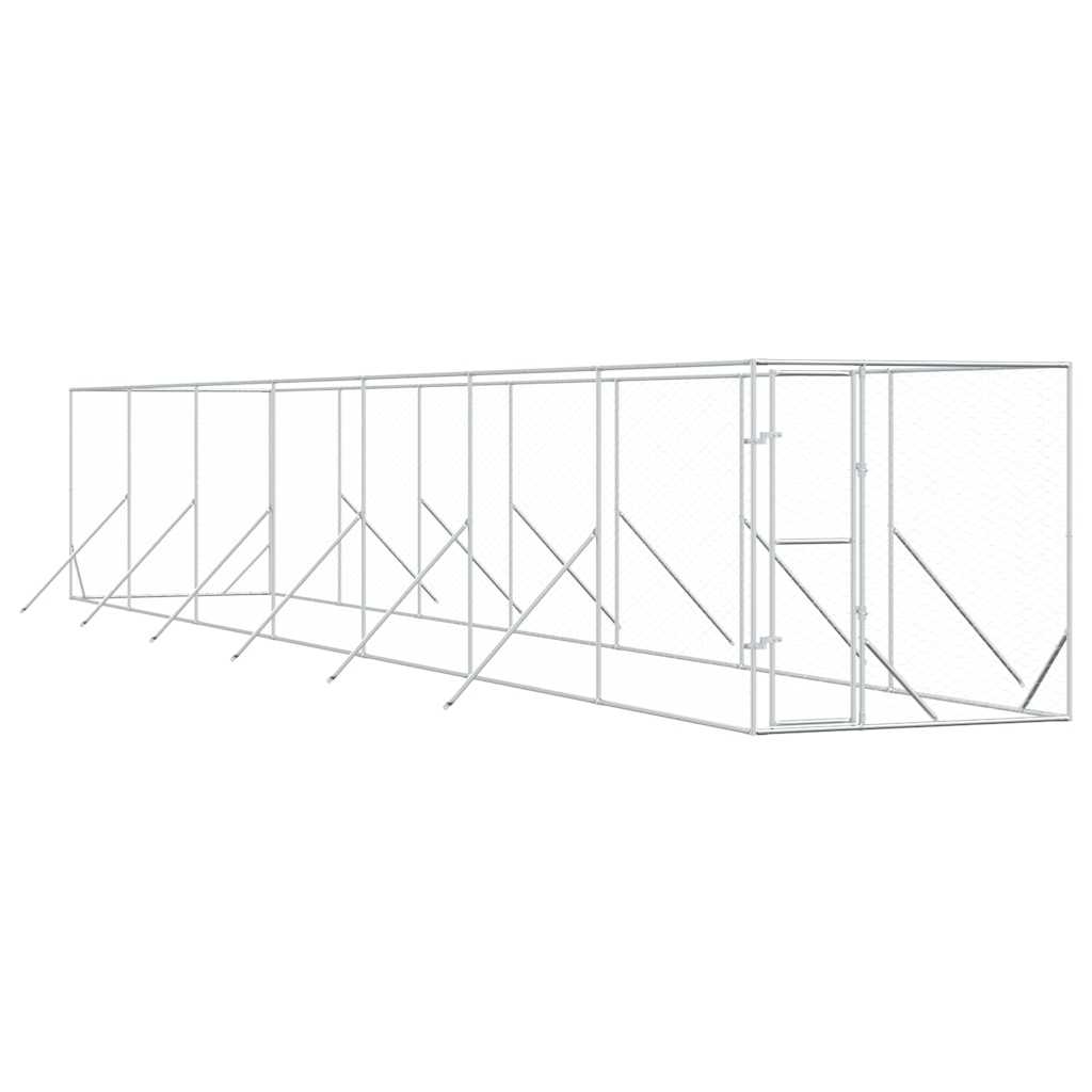 vidaXL Venkovní psí kotec stříbrný 2 x 14 x 2 m pozinkovaná ocel