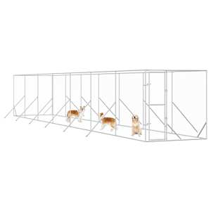 Venkovní psí kotec stříbrný 2 x 14 x 2 m pozinkovaná ocel - obrázek 3