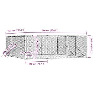 Venkovní psí kotec stříbrný 6 x 6 x 2 m pozinkovaná ocel - obrázek 9