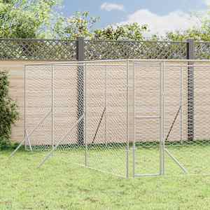 Zunanji pasji boks srebrn 6x6x2 m pocinkano jeklo