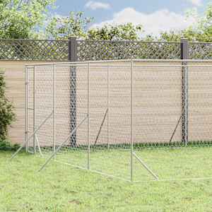 Zunanji pasji boks srebrn 6x14x2 m pocinkano jeklo