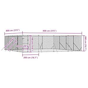 Venkovní psí kotec stříbrný 8 x 8 x 2 m pozinkovaná ocel - obrázek 9