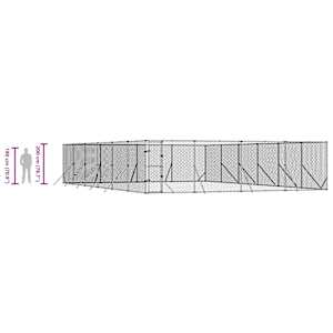 Venkovní psí kotec stříbrný 8 x 12 x 2 m pozinkovaná ocel - obrázek 10
