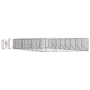 Venkovní psí kotec stříbrný 8 x 16 x 2 m pozinkovaná ocel - obrázek 10