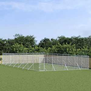 Venkovní psí kotec stříbrný 8 x 16 x 2 m pozinkovaná ocel - obrázek 1