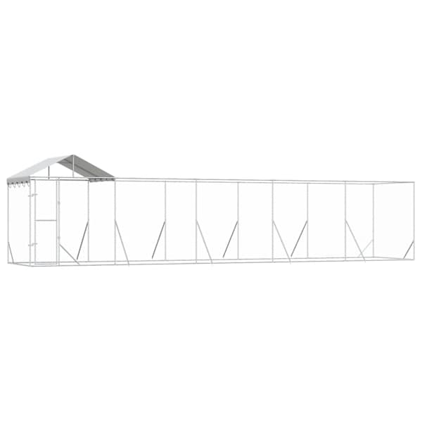 vidaXL katusega koeraaedik, h&otilde;bedane, 10x2x2,5 m, tsingitud teras