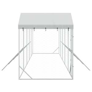 Venkovní psí kotec se střechou stříbrný 10 x 2 x 2,5 m ocel - obrázek 6