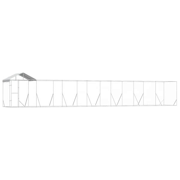 vidaXL katusega koeraaedik, h&otilde;bedane, 14x2x2,5 m, tsingitud teras