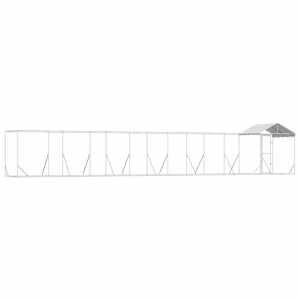 Venkovní psí kotec se střechou stříbrný 14 x 2 x 2,5 m ocel - obrázek 7