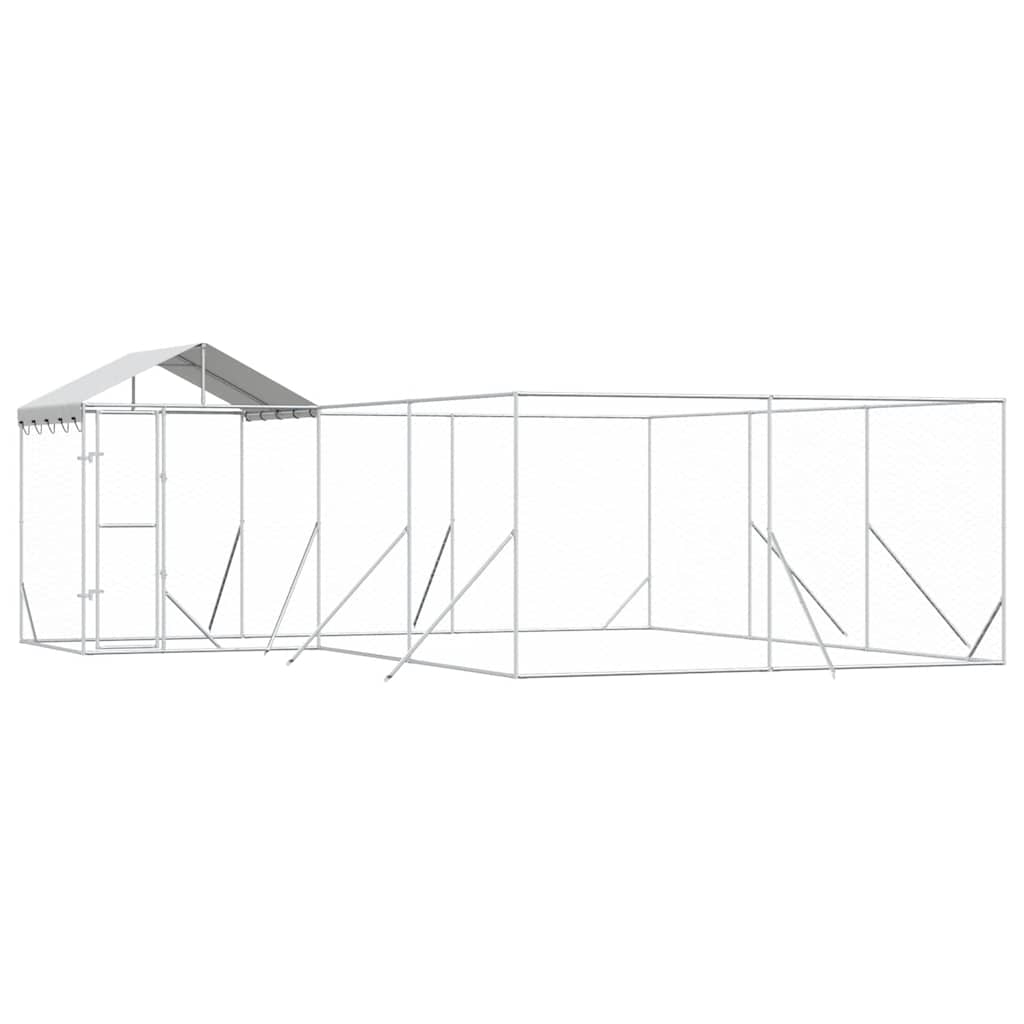 vidaXL Venkovní psí kotec se střechou stříbrný 6 x 6 x 2,5 m ocel