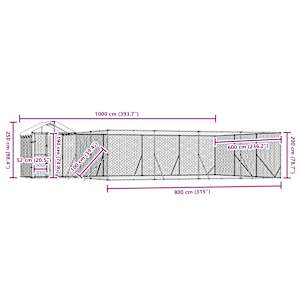 Venkovní psí kotec se střechou stříbrný 10 x 6 x 2,5 m ocel - obrázek 9