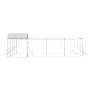 Venkovní psí kotec se střechou stříbrný 10 x 8 x 2,5 m ocel - obrázek 6