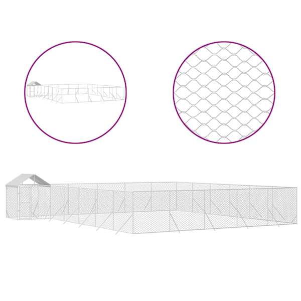 vidaXL katusega koeraaedik, h&otilde;bedane, 12x12x2,5 m, tsingitud teras