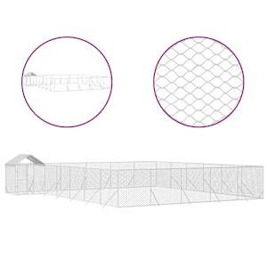 Venkovní psí kotec se střechou stříbrný 12 x 12 x 2,5 m ocel - obrázek 2