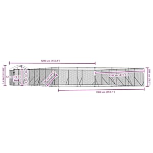 Venkovní psí kotec se střechou stříbrný 12 x 12 x 2,5 m ocel - obrázek 4