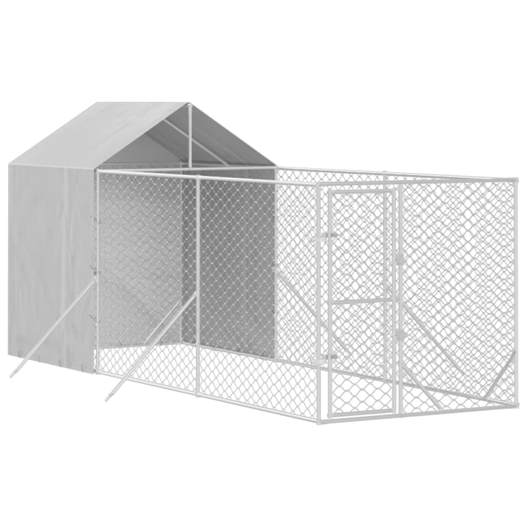 Chenil d'extérieur en acier galvanisé avec toit partiel pour chien - Panneaux à mailles - 2x6x2,5 m - 12m²
