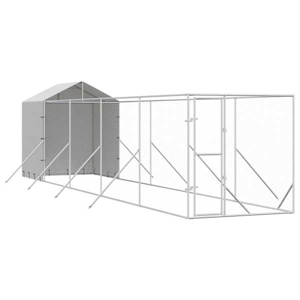 vidaXL katusega koeraaedik, h&otilde;bedane, 2x10x2,5 m, tsingitud teras