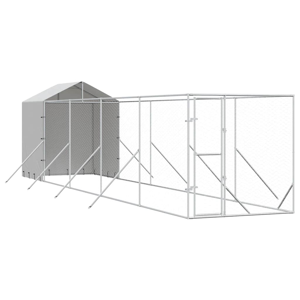 vidaXL Venkovní psí kotec se střechou stříbrný 2 x 10 x 2,5 m ocel