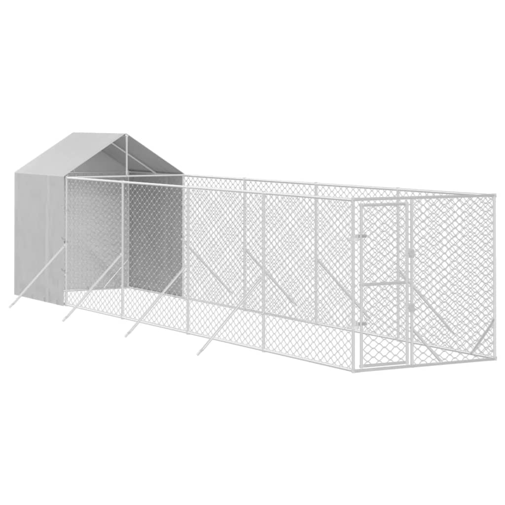 Chenil d'extérieur en acier galvanisé avec toit partiel pour chien - Panneaux à mailles - 2x10x2,5 m - 20m²