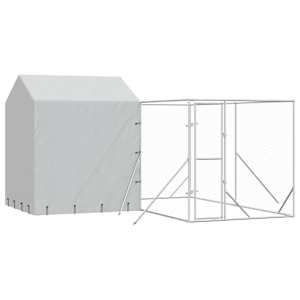 vidaXL katusega koeraaedik, h&otilde;bedane, 4x4x2,5 m, tsingitud teras