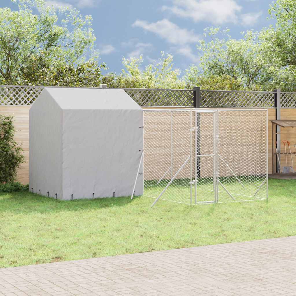 vidaXL Padoc exterior cu acoperiș argintiu 4x4x2,5 m oțel galvanizat