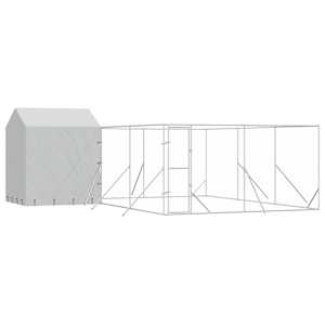 Venkovní psí kotec se střechou stříbrný 6 x 6 x 2,5 m ocel - obrázek 2