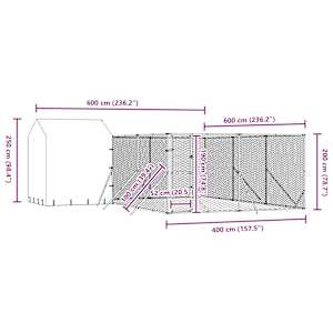 Venkovní psí kotec se střechou stříbrný 6 x 6 x 2,5 m ocel - obrázek 9