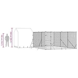 Venkovní psí kotec se střechou stříbrný 6 x 6 x 2,5 m ocel - obrázek 10
