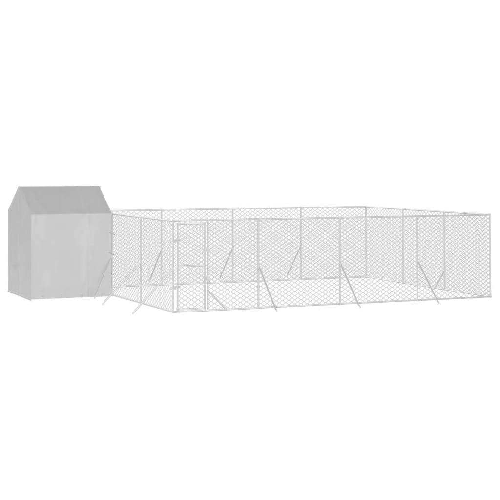 vidaXL Hondenkennel met dak 10x6x2,5 m gegalvaniseerd staal zilver afbeelding