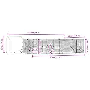 Venkovní psí kotec se střechou stříbrný 10 x 6 x 2,5 m ocel - obrázek 9