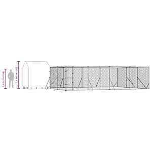 Venkovní psí kotec se střechou stříbrný 10 x 6 x 2,5 m ocel - obrázek 10