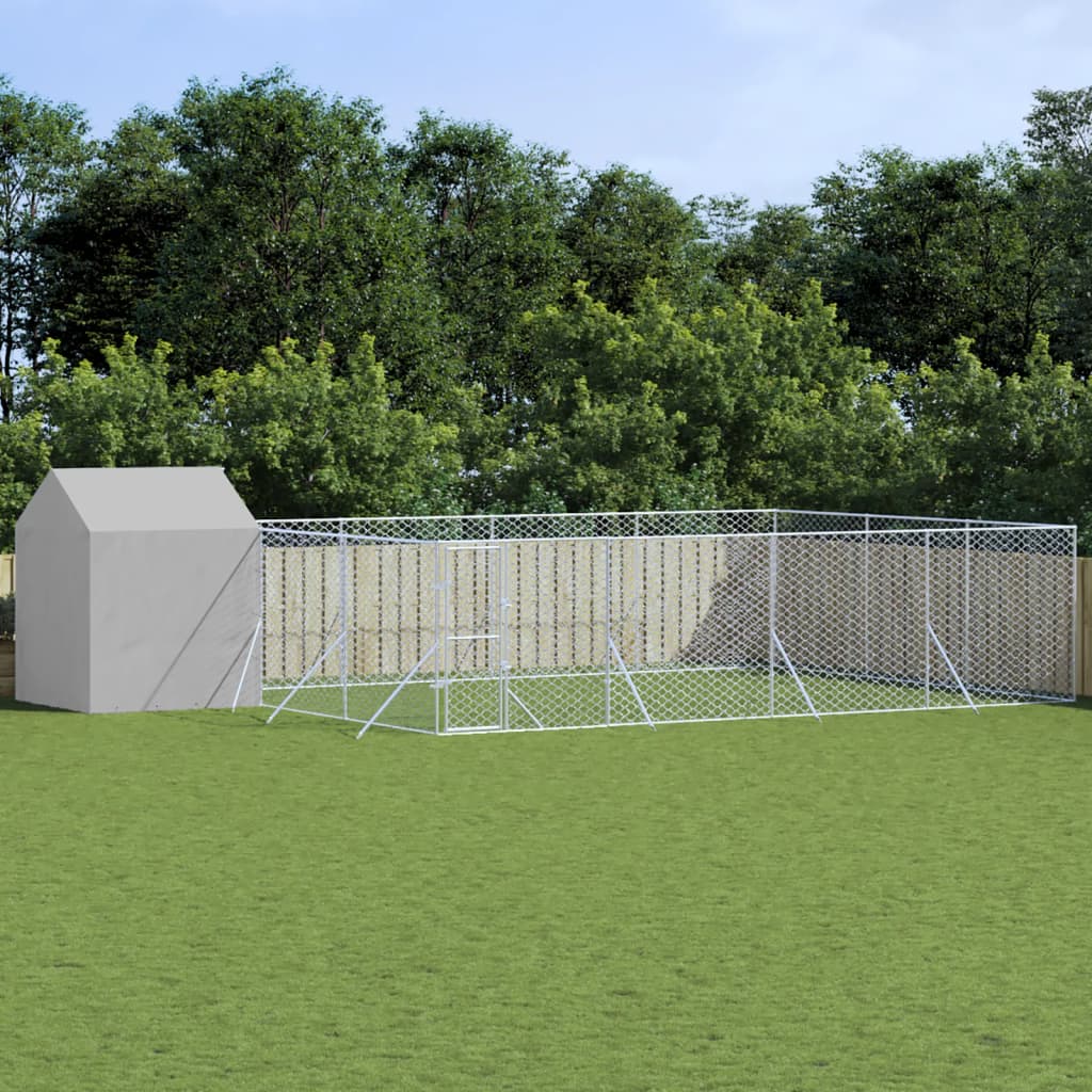 vidaXL Padoc exterior cu acoperiș argintiu 10x6x2,5 m oțel galvanizat