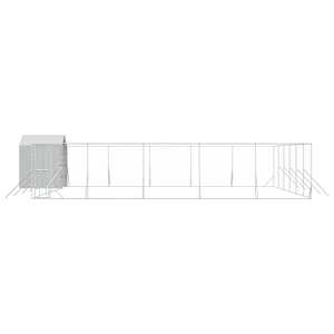 Venkovní psí kotec se střechou stříbrný 12 x 12 x 2,5 m ocel - obrázek 4