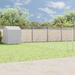 Venkovní psí kotec se střechou stříbrný 12 x 12 x 2,5 m ocel - obrázek 1