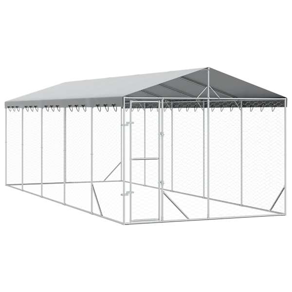 vidaXL katusega koeraaedik, h&otilde;bedane, 3x7,5x2,5 m, tsingitud teras