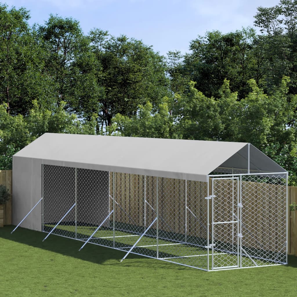 vidaXL Padoc exterior cu acoperiș argintiu 2x10x2,5 m oțel galvanizat