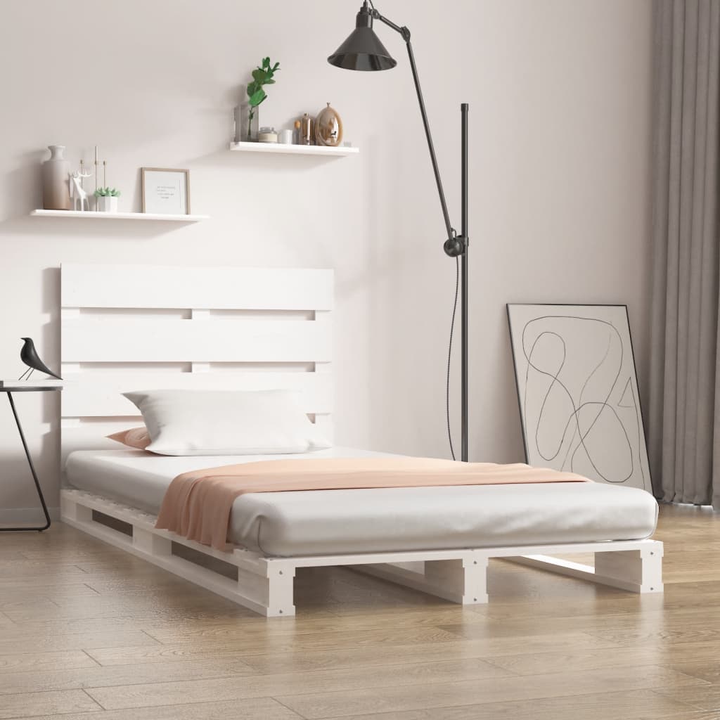 Rám postele bílý 90 x 190 cm masivní borovice Single