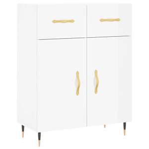 Příborník bílý s vysokým leskem 69,5x34x90 cm kompozitní dřevo - obrázek 2