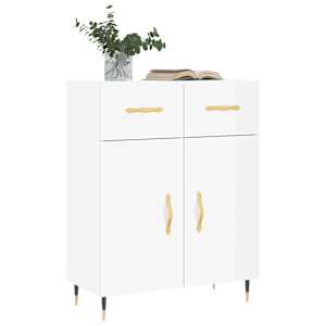 Příborník bílý s vysokým leskem 69,5x34x90 cm kompozitní dřevo - obrázek 3