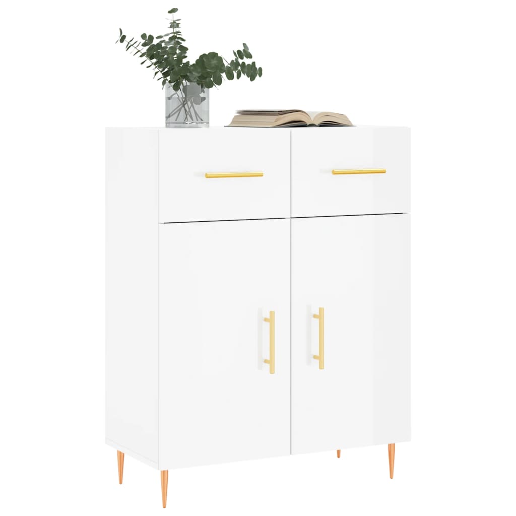 vidaXL Dressoir 69,5x34x90 cm bewerkt hout hoogglans wit afbeelding