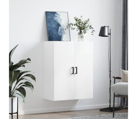 vidaXL Veggskap h&oslash;yglans hvit 69,5x34x90 cm