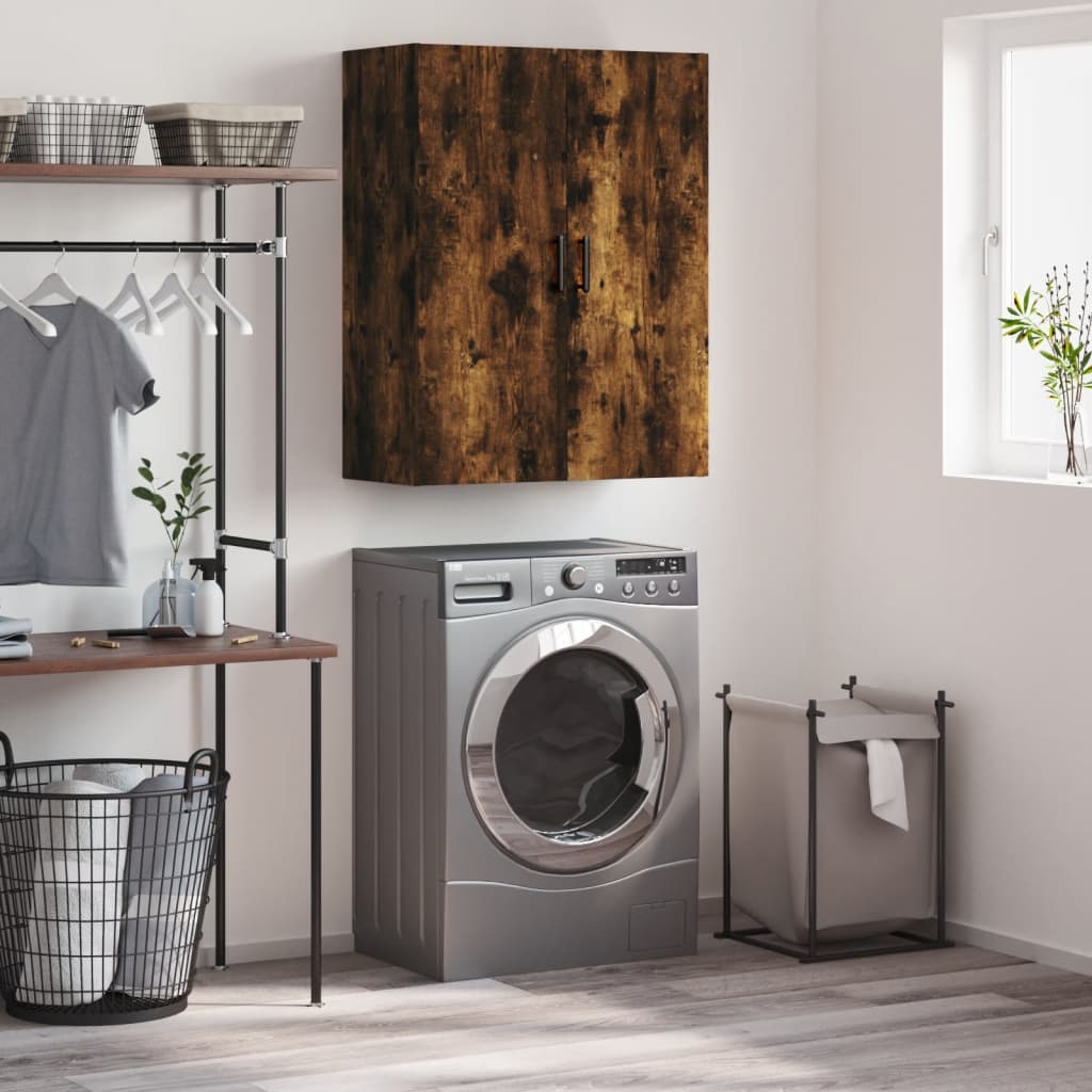vidaXL væghængt skab 69,5x34x90 cm konstrueret træ røget sonoma-eg