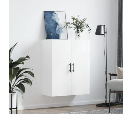 vidaXL Veggskap h&oslash;yglans hvit 69,5x34x90 cm