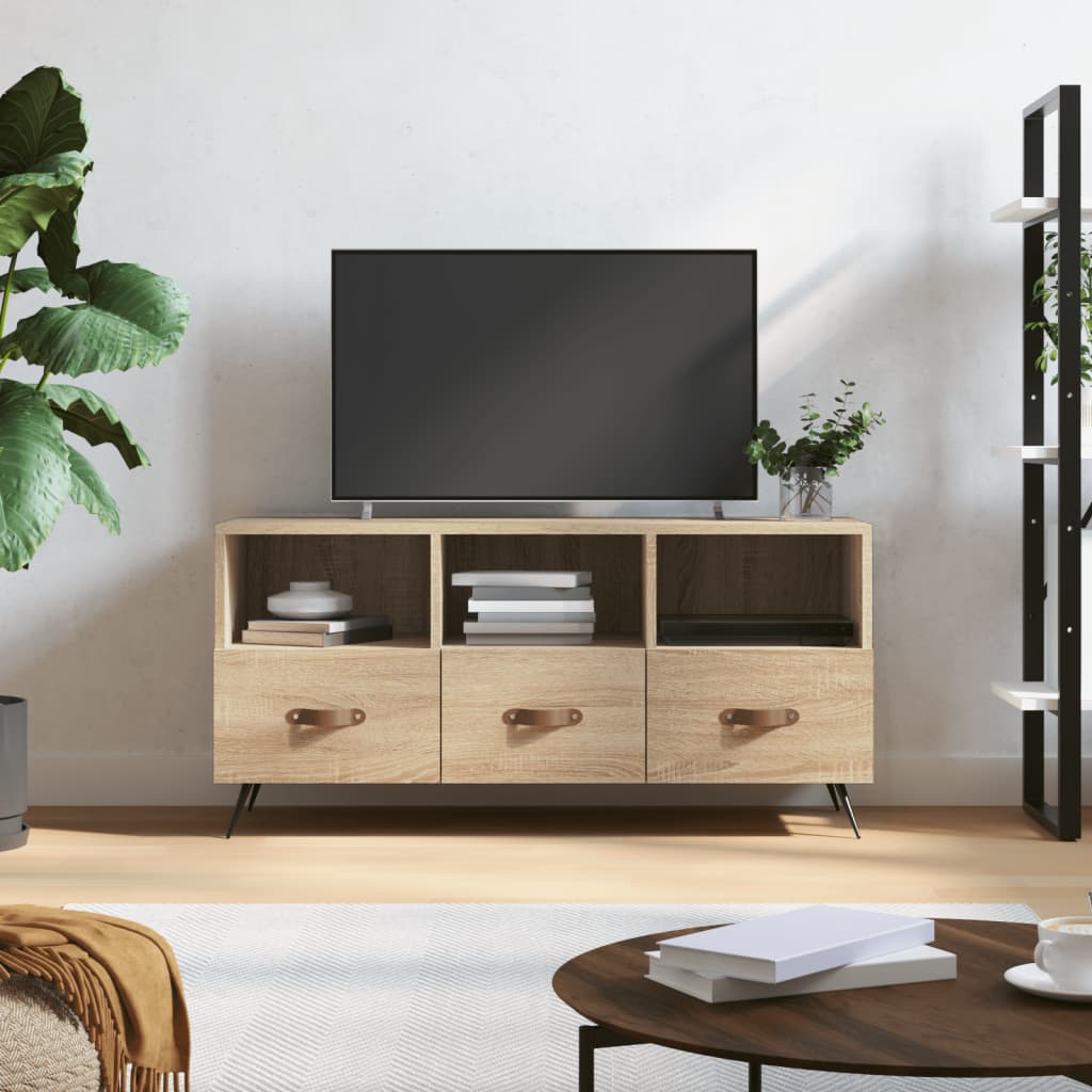 vidaXL tv-bord 102x36x50 cm konstrueret træ sonoma-eg