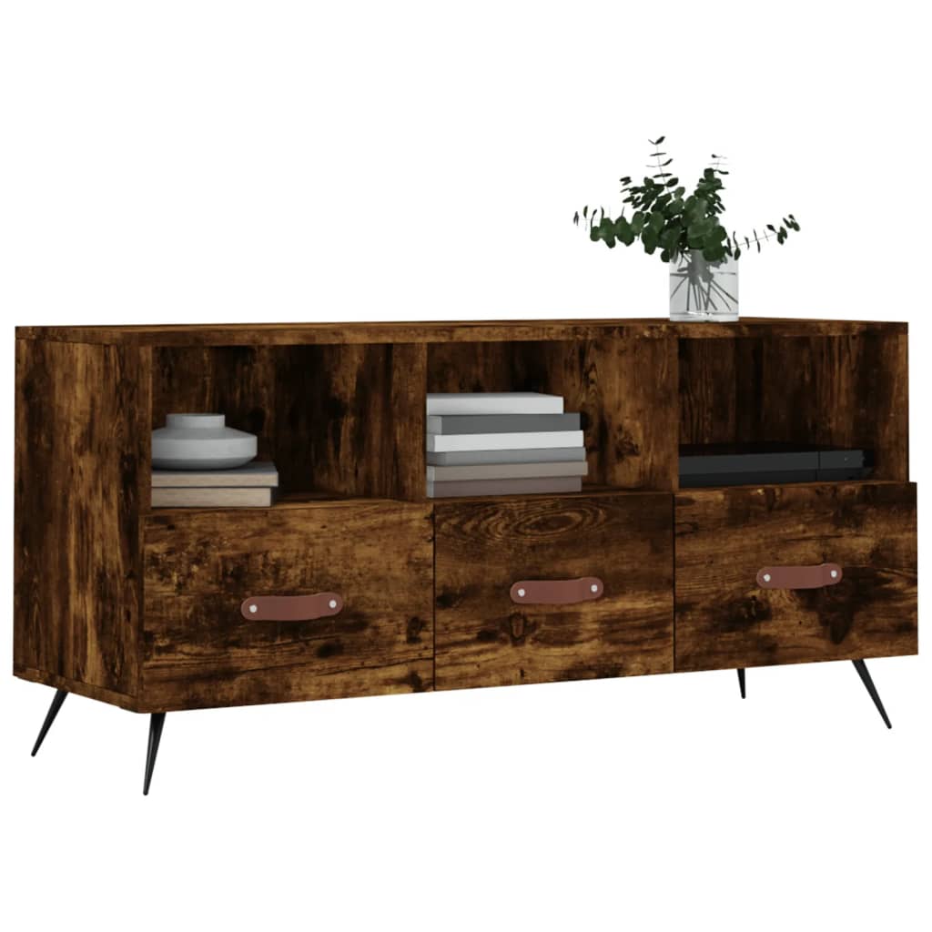 vidaXL Tv-meubel 102x36x50 cm bewerkt hout gerookt eikenkleurig afbeelding