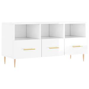 TV skříňka bílá s vysokým leskem 102x36x50 cm kompozitní dřevo - obrázek 2