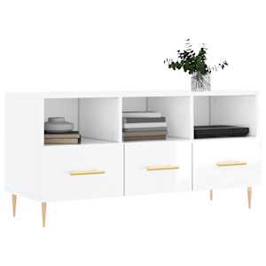 TV skříňka bílá s vysokým leskem 102x36x50 cm kompozitní dřevo - obrázek 3