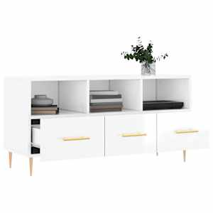 TV skříňka bílá s vysokým leskem 102x36x50 cm kompozitní dřevo - obrázek 4